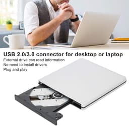 Externe DVD Brander - Draagbare Drive - Bestanden Archiveren - Plug and Play - USB 3.0 - Zwart — thumbnail 3