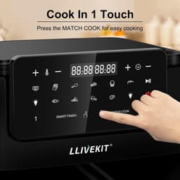 Hete Lucht Frituurpan - Airfryer Dubbel - Gezond Koken - Dubbele Lade - 9 Liter - Zwart — thumbnail 2