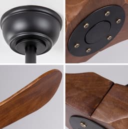 COVREO Plafondventilator 42 inch zwart en donker walnoot - 3 houten bladen - afstandsbediening en timer — thumbnail 3