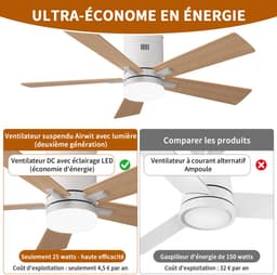Plafondventilator met Lamp Hout – Stille Ventilator met 6 Snelheden & Afstandsbediening — thumbnail 3