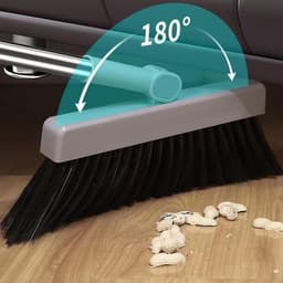 Stoffer en Blik Set - Veegset Schoonmaak - Vloeren Schoonmaken - Roestvrij Materiaal - 3 Delen - Grijs — thumbnail 2