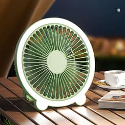 Stille Bureauventilator - Draagbare Ventilator - Frisse Lucht - Met Nachtlampje - 20.5 cm Hoog - Groen — thumbnail 4