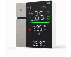Slimme Thermostaat - Verwarmingsthermostaat Slim - Temperatuur Beheer - Spraakbesturing Compatibel - 86x86x41 mm - Grijs