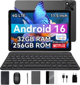 TABWEE T12Pro Tablet - 11.5 inch - 24GB RAM - 256GB ROM - 8000mAh - 4G - Android 16 - Met Toetsenbord - Hoes - Stylus - Muis - Gemini AI - GPS - Grijs — thumbnail 1