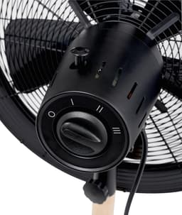 Staande Ventilator - Vloerventilator Hout - Ruimte Koelen - 5 Metalen Bladen - 90-120 cm Hoog - Zwart Hout — thumbnail 2