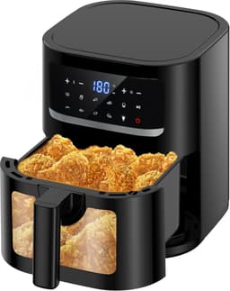 Airfryer met Dubbel Compartiment - Dubbele Airfryer - Gezond Koken - Twee Aparte Zones - 9 Liter - Zilver — thumbnail 3