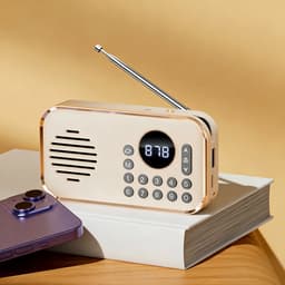 Retro radio - met Bluetooth-functie – Draagbare mini-luidspreker – Walkman-luidspreker – Ondersteunt MP3, USB, microSD-kaart, antenne en Bluetooth-luidspreker – Geschikt voor thuis, op kantoor en buitenshuis - 123*34*67 mm - 1200 mAh - Beige — thumbnail 2