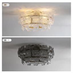 Plafondventilator met Verlichting 52x52x28 cm – Ventilatorlamp met LED-Verlichting – Voor Slaapkamer – Goud + Glass — thumbnail 3