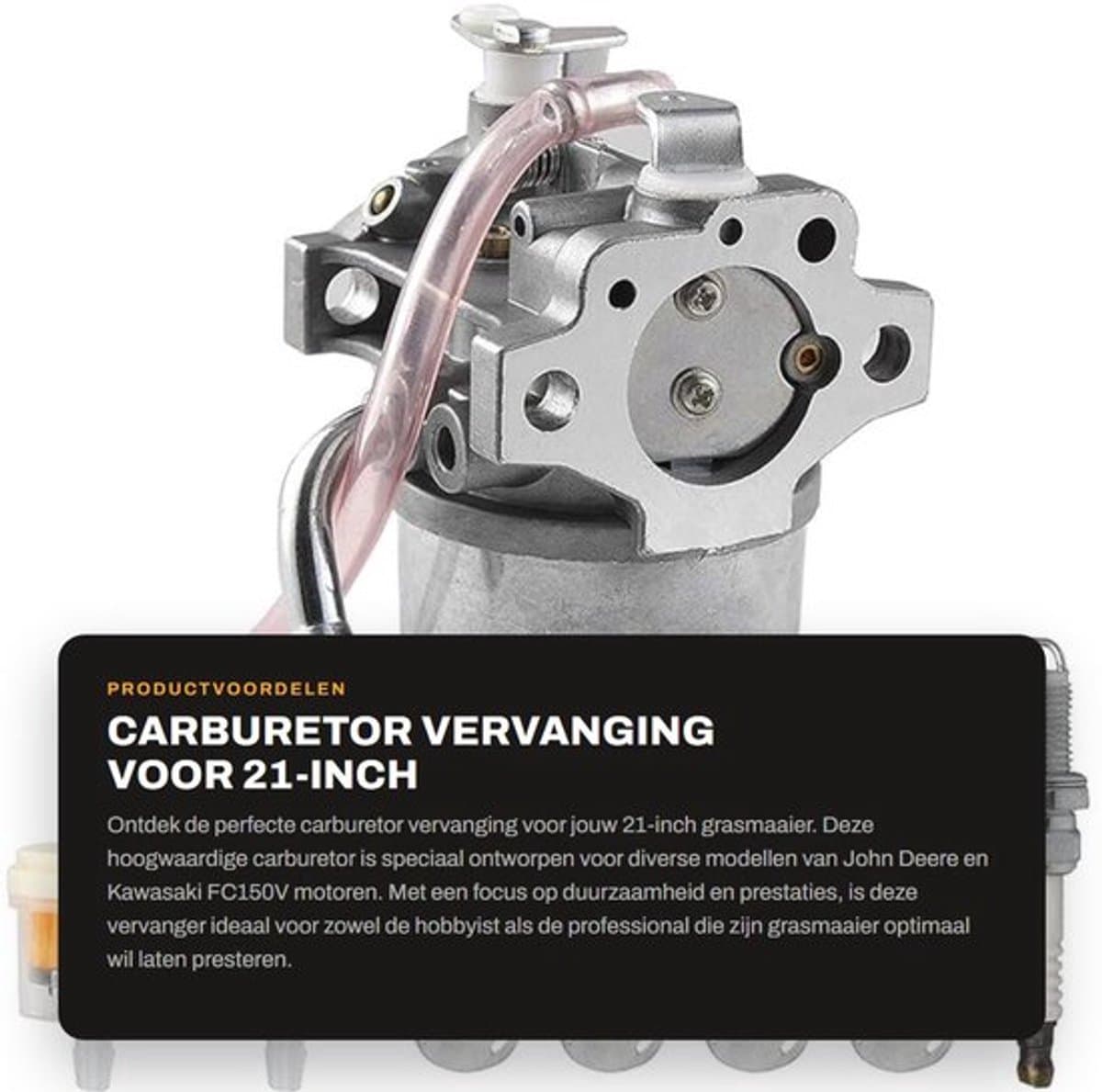 Dailygoods- Carburateur Vervanging voor John Deere - Voor Kawasaki FC150V - 4-Takt Motor - Inclusief Brandstoffilter - Bougie - Geschikt voor 21-Inch Maaiers — afbeelding 1