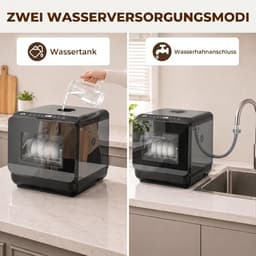 Compacte Vaatwasser - Mini Vaatwasser Tafelmodel - Afwassen Versnellen - Flexibele Watervulling - 45 x 44 x 458 cm - Zwart — thumbnail 3