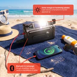 Lenco Noodradio - Noodradio Solar Opwindbaar - met DAB+/FM - 10.000 mAh Batterij - Zwart — thumbnail 4