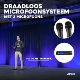Draadloze microfoonset - Vonyx WM522 draadloze VHF microfoonset met 2 handmicrofoons — thumbnail 2
