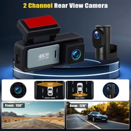 SnelShoppen - 4K Dual Dashcam Voor Auto - Voor- en Achtercamera - GPS, Nachtzicht, 150° Hoek, G-Sensor, 24/7 Parkeermodus - Hoogwaardige Beveiliging — thumbnail 2