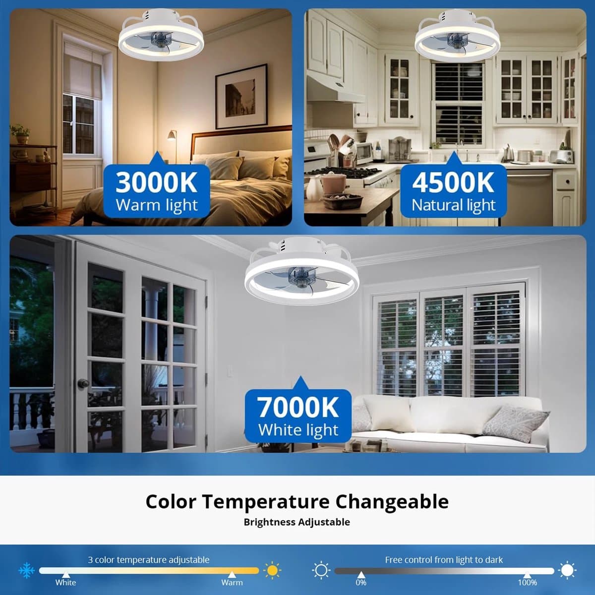 Vhr Zwarte Plafondventilator met Verlichting - Ventilator Lamp Plafond - Kroonluchter Ventilator - LED lamp - 33CM - Met Afstandsbediening — afbeelding 1