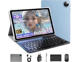 SnelShoppen - 10 Inch Android 15 Tablet met T615 Octa-core, 24GB RAM, 128GB ROM, 1TB TF, WiFi 6, Bluetooth 5.4, 5MP+8MP Camera, 2-in-1 Tablet met Toet