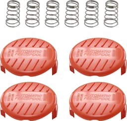 SnelShoppen - Spool Cover en Springs voor Brush Cutter, 4 Spool Covers + 2 Springs, Vervangingsonderdelen, Grasmaaier Accessoires, Tuingereedschap, Zw — thumbnail 1