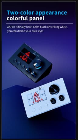 AJAZZ AKP03E Mini Stream Deck – 6 Programmeerbare LCD Toetsen, 3 Draaiknoppen & Volumeregeling – Macro Controller voor Streaming, Gaming, Content Creatie en Productiviteit – Wit — thumbnail 2
