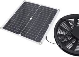 Zonnepaneel Ventilator - Ventilatieset Solar - Kleine Ruimtes Ventileren - Metalen Veiligheidsrooster - 25 cm Ventilator - Zwart — thumbnail 2