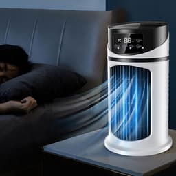 Draagbare Air Cooler - Kleine Ventilator - Persoonlijke Verkoeling - Met Sfeerverlichting - 16.5 cm - Wit — thumbnail 2