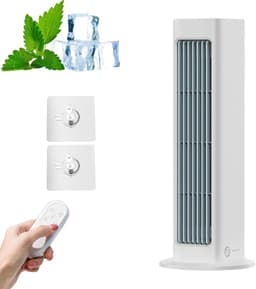 Ventilator - Vloerventilator - Ventilator staand - Luchtkoeler - Bladloze ventilator - Bureauluchtkoeler - Oscillerende luchtkoeler - 32,8*7,5*7,4 cm - Wit - ABS — thumbnail 1