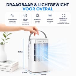 Mini Airco met Water - Luchtkoeler 3-in-1 - Mobiele Airco Zonder Afvoerslang -Tafelventilator - USB-C Aircooler - Ventilator & Draagbare Airco - Mobiele Airco - 900ML Watertank — thumbnail 3