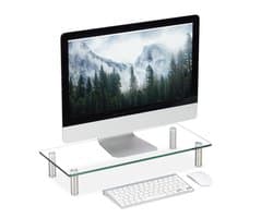 beeldscherm verhoger glas - hoogte verstelbaar 9-11 cm - 56x24 cm - doorzichtig