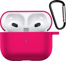 Hoesje - Geschikt voor Apple AirPods 3 - met Clip - Siliconen Hoes - Silicone Case Cover - Donkerroze — thumbnail 1