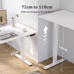 Verstelbaar bureau - Elektrisch in hoogte verstelbaar bureau 100x60 cm - Sta-bureau met geheugenfunctie - Ergonomische computertafel met kabelbeheer en botsingsbeveiliging - Wit — thumbnail 5