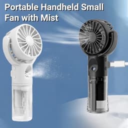 Draagbare handventilator met waternevelspray en USB-oplading - 4 snelheden - Compacte mini-ventilator voor reizen en buiten — thumbnail 3