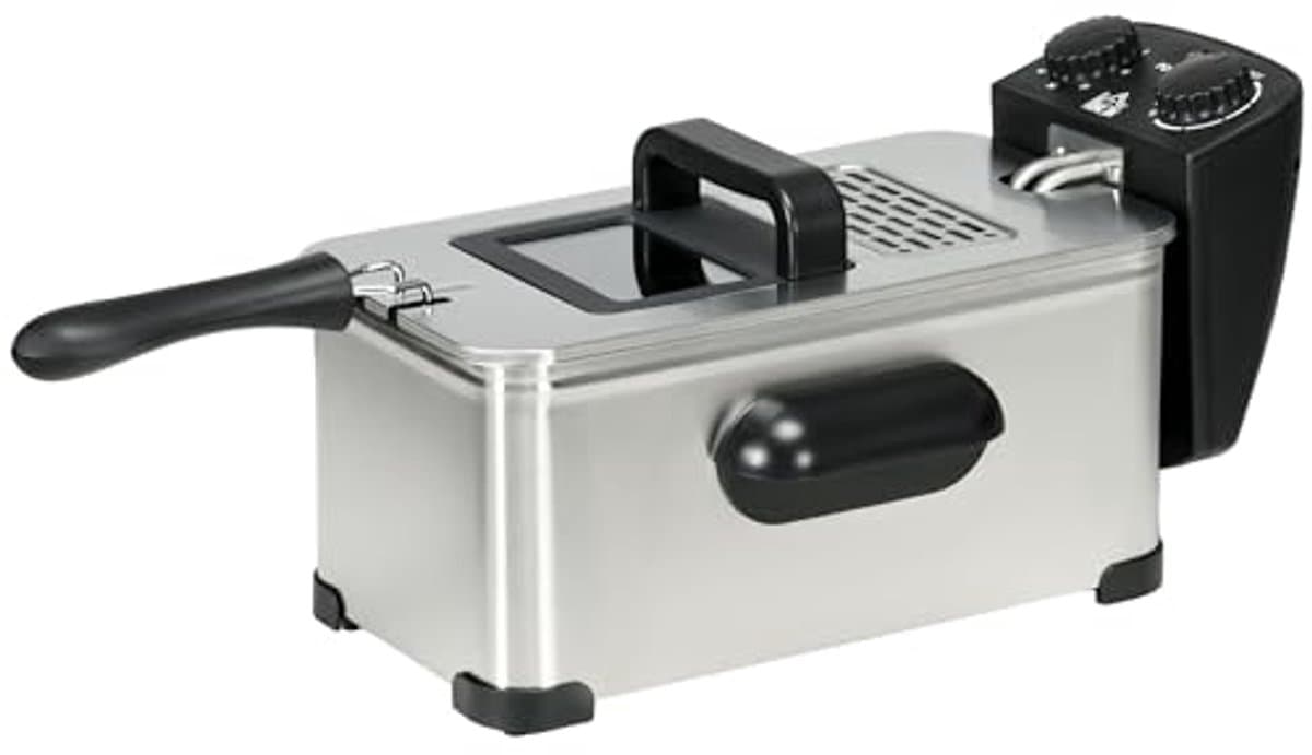 Oliefriteuse 3 L met Instelbare Temperatuur en Timer - Roestvrij Staal — afbeelding 1
