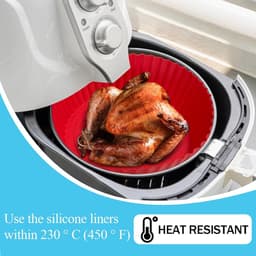 Daity 2-delige Airfryer siliconen bakvorm, 8-inch Airfryer mand voering, siliconen bakvorm, geschikt voor Airfryer oven herbruikbare bakvormen oven accessoires (rood + zwart) — thumbnail 5