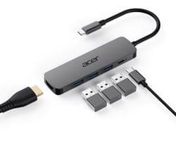 Acer 5-in-1 – Docking Station – Laptop – USB-C – 4K HDMI – Plug & Play - Zilver