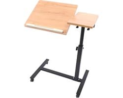Laptop stand - Bed tafel - Bijzettafel - Laptoptafel - Voor Thuiskantoor en Studeren - Tafelblad op wielen - Khaki