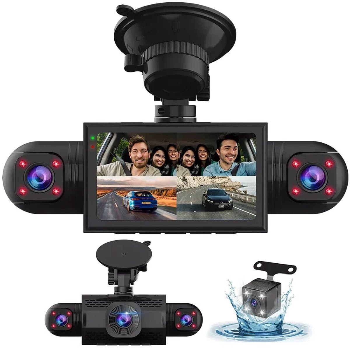 4-kanaals 360° dashcam HD 1080P 4-lens rijrecorder met 32GB geheugenkaart — afbeelding 1