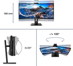 Philips 346P1CRH - QHD Ultrawide Webcam Monitor - USB-C 90w - KVM-Switch - 34 inch — thumbnail 9