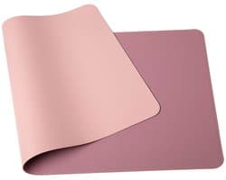 Bureau Mat - PU Dubbelzijdig Waterdicht - 60x30cm - Voor Laptop, Bureau Thuis Of Kantoor - Paars / Roze