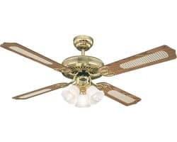 LuxiLamps - 4 Kop Bloem Plafondventilator - Aziatisch Stijl - E27 - 3 Snelheden - Bruin - 132 cm — afbeelding 1
