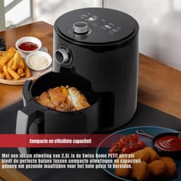 SCH® Mini airfryer - Airfryer - Airfryer klein - Zwart - ‎27cm x 27cm x 32cm — thumbnail 4