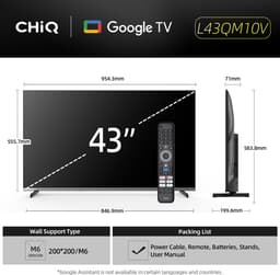 CHiQ L43QM10V - Smart TV 43 Inch - QLED Pro Google TV - Full HD - Randloos Metal Design - Dolby Audio - 2025 Nieuw — thumbnail 4