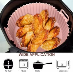 Siliconen mal, airfryer bakplaat，siliconen bakmat, airfryer-voering, herbruikbaar, bestand tegen hoge temperaturen, geschikt voor airfryer, oven, magnetron (17,5*5cm, lichtroze) — thumbnail 5