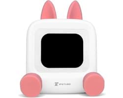 Wedjis Retro Mili-TV – Digitale Klok & Bluetooth Speaker – Smart display – Kunststof – Dimbaar scherm – Cadeau voor vrouwen – Wit/Roze