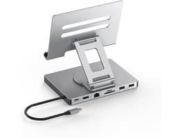 7-in-1 USB-C Docking Station met Tabletstandaard – HDMI 4K@30Hz, Ethernet, 3×USB 3.0, SD/TF-kaartlezer, PD-oplaadpoort – Aluminium Multifunctionele Hub Geschikt voor Laptop, MacBook, iPad & Android Tablets