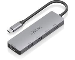 AISENS ASUC-5P028-GR laptop dock & poortreplicator Bedraad USB 3.2 Gen 1 (3.1 Gen 1) Type-C Grijs