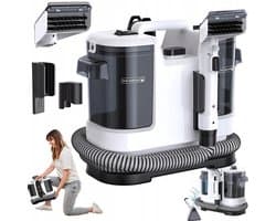 Tapijtreiniger met Zuigfunctie - Stofzuiger - 450W Motor & 12KPa Zuigkracht - Dubbele Tank voor Vloeistof en Vuil - Draagbaar voor Bank en Auto - Professionele Vlekverwijderaar