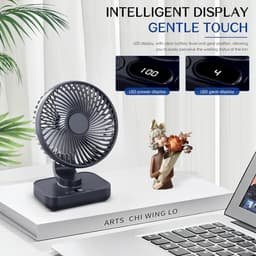 Tafelventilator met 4 Snelheden en Oscillatie – Draagbare USB-C Ventilator voor Thuis en Kantoor — thumbnail 3