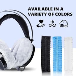 Elastische Hygienehoesjes hoofdtelefoon - 100 stuks - niet-geweven stof hoofdtelefoon covers - vervangende Hygienehoesjes hoofdtelefoon - elastisch stretch - universeel - cover hoes 11cm - voor thuis, sport en kantoor - Blauw — thumbnail 2