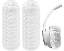 Elastische Hygienehoesjes hoofdtelefoon - 100 stuks - niet-geweven stof hoofdtelefoon covers - vervangende Hygienehoesjes hoofdtelefoon - elastisch stretch - universeel - cover hoes 11cm - voor thuis, sport en kantoor - Wit