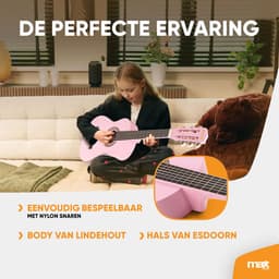 Kinder gitaar - MAX SoloArt akoestische gitaar 1/4 - Met gratis muzieklessen en accessoires - Roze — thumbnail 4