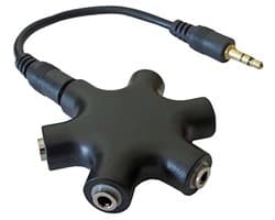5-voudige audio-verdeler 3,5 mm mini-jack splitter voor meerdere hoofdtelefoons