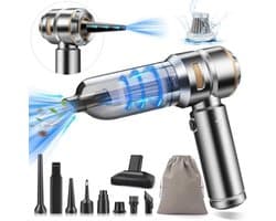Mini Auto Stofzuiger 20000PA 4-in-1 Snoerloze Handheld Stofzuiger met Brushless Motor, Ingebouwde 6000mAh Batterij, Type C Opladen, Air Duster & Air Blower & Pomp voor Auto, Kantoor en Huis
